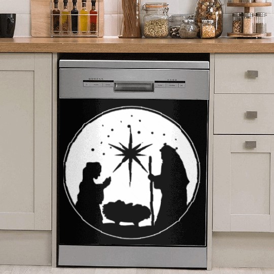Nativity Scene Silhouette Christmas Market Vendor Dish Washer Covers