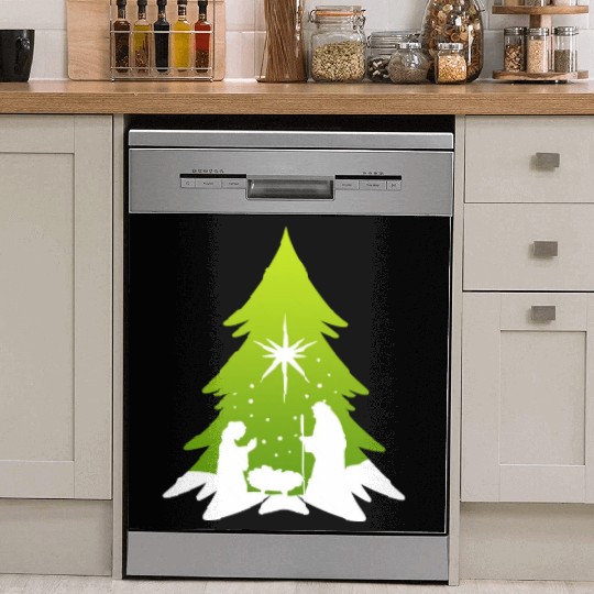 Christmas Tree Nativity Scene Artist Dish Washer Covers