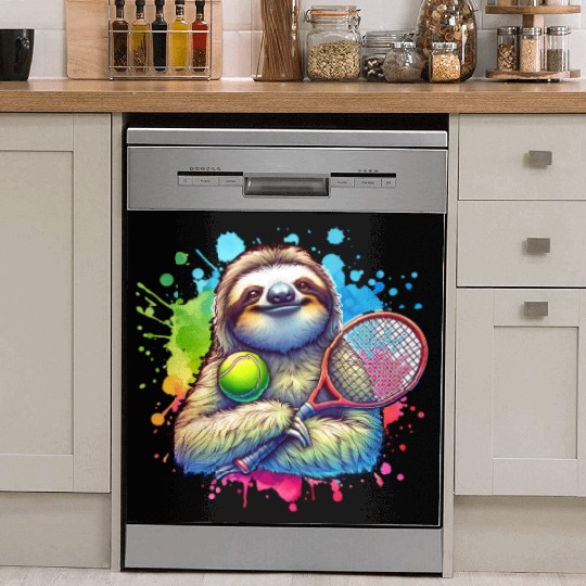Sloth Tennis Player Cool Court Match Design Dish Washer Covers