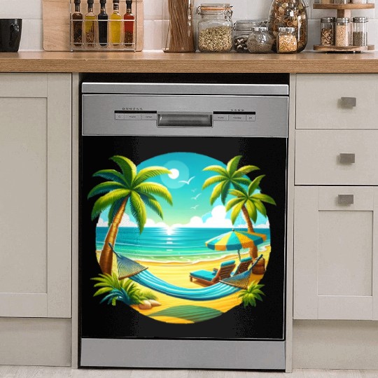 Paradise Beach Sunset Art Dish Washer Covers