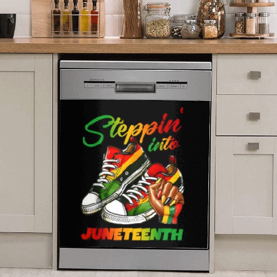 stepping into juneteenth Afro Woman Black Girl Dish Washer Covers