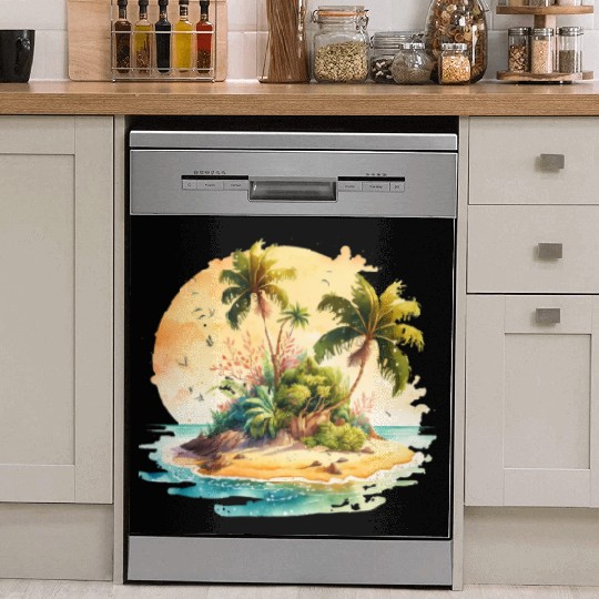 Tropical Watercolor Paradise, Summer Clipart Dish Washer Covers