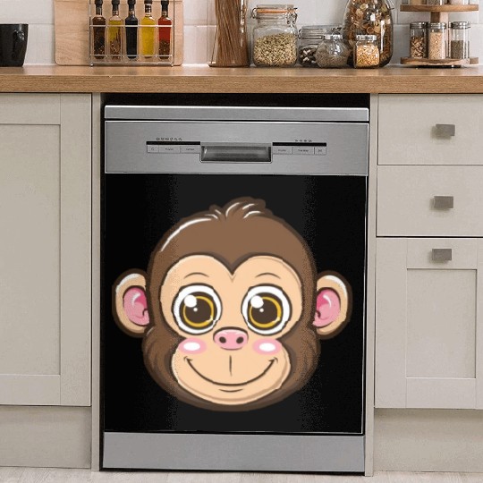 Adorable Monkey Face With Big Eyes Dish Washer Covers