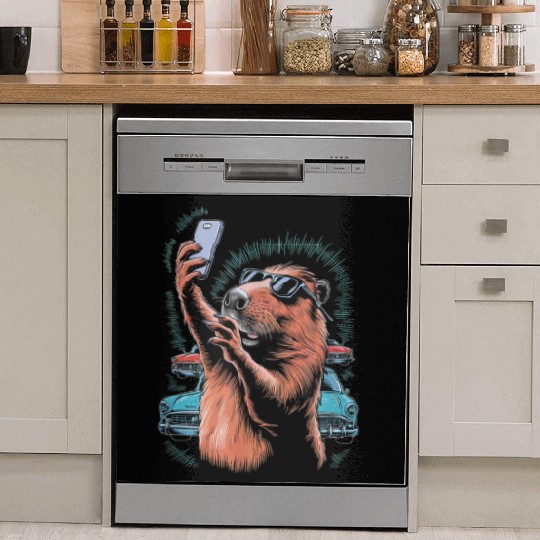 Capybara Selfie Classic Funny Weird Dish Washer Covers