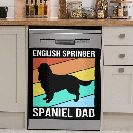 Retro Dog Fathers Day English Springer Spaniel Dad Dish Washer Covers