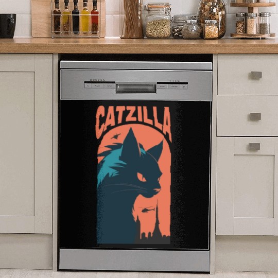 Catzilla king of Cat monster Dish Washer Covers