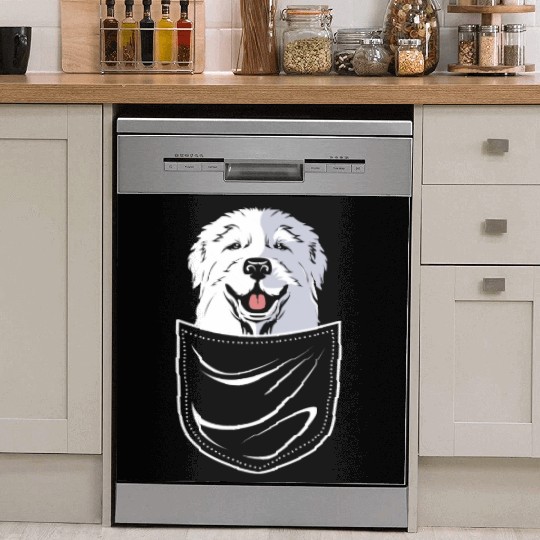 Dog In A Pocket Pet Lover Cute Great Pyrenees Dish Washer Covers