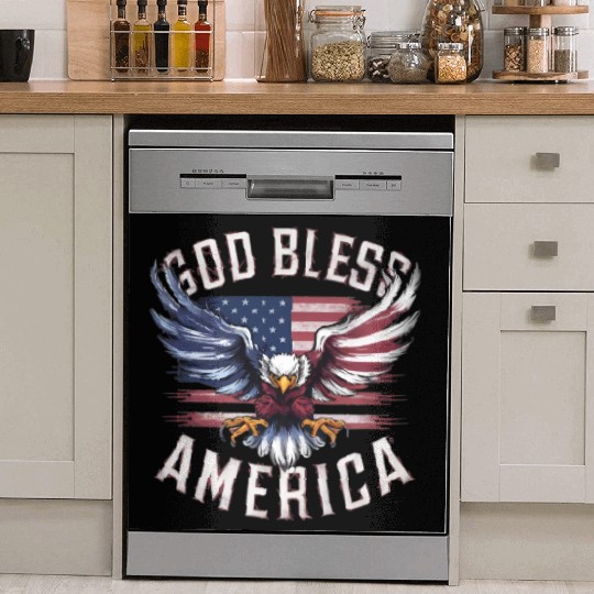 God Bless America Eagle Happy 4th Of July US Flag Dish Washer Covers