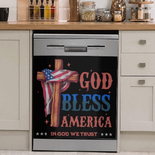 God Bless America Proud Retro US Flag 4th Of July Dish Washer Covers