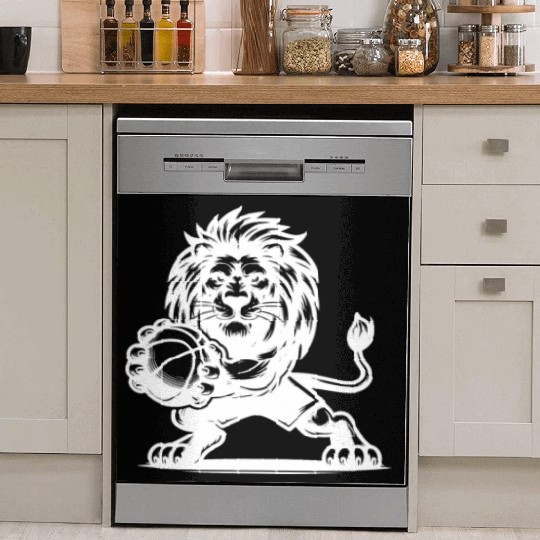 Wild Basketball Lion With Basketball Dish Washer Covers