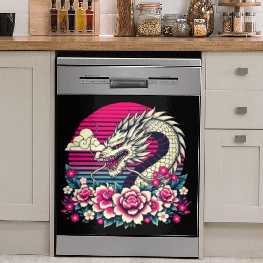 Tokyo Asian Dragon Vintage Style 80s Retro Japanes Dish Washer Covers