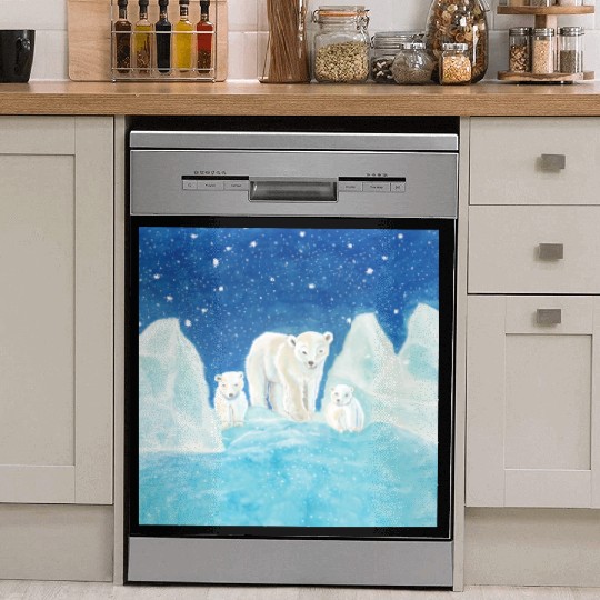 Polar Bears (Ursus maritimus) - Bear Mother & Cubs Dish Washer Covers