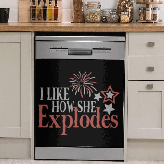 I Like How She Explodes Retro US Flag Funny Dish Washer Covers