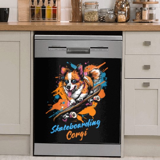 Skateboarding Corgi Adventure Dish Washer Covers