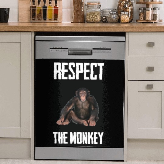 Respect The Monkey Photo Funny Primate Ape Lover Dish Washer Covers