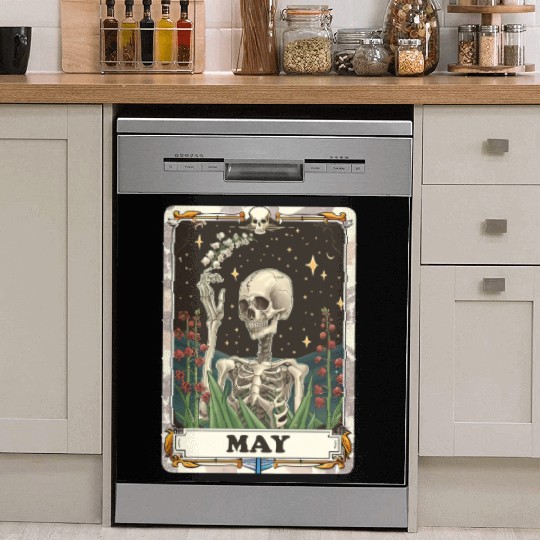 May Gothic Tarot Card - Lily of the Valley & Skele Dish Washer Covers