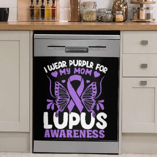 I Wear Purple For My Mom Lupus Awareness Design Dish Washer Covers