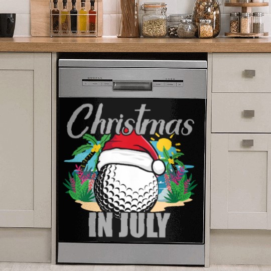 Christmas in July Golf Santa Hat Funny Summer Dish Washer Covers