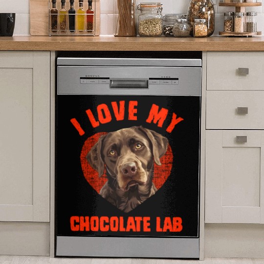 Brown Labrador I LOVE MY CHOCOLATE LAB Owners Dish Washer Covers