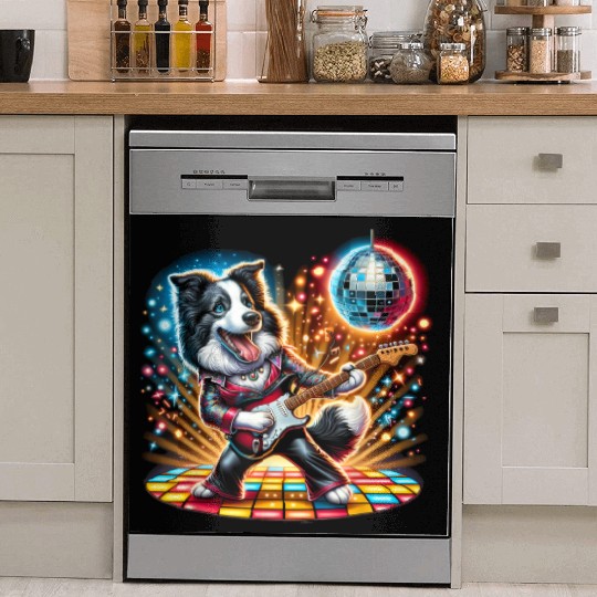 Disco Border Collie dog Dish Washer Covers