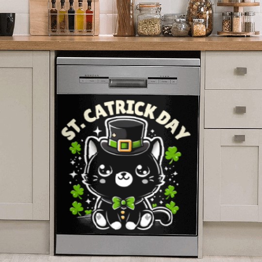 Funny St. Patrick's Day Cat Humorous Cat Graphic Dish Washer Covers