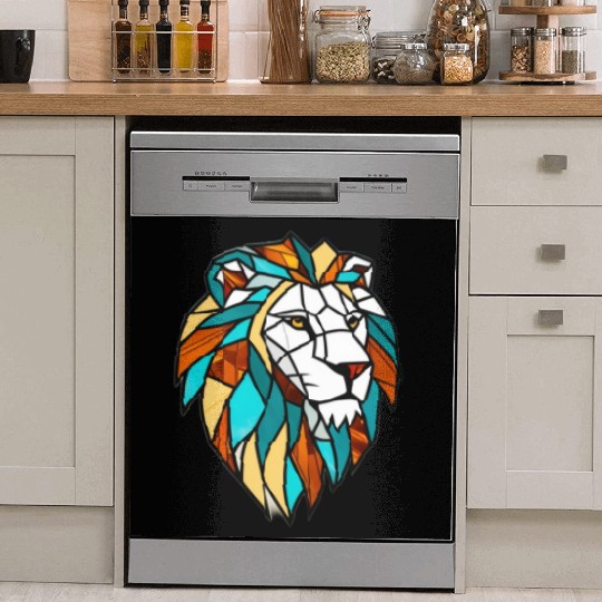 Geometric Lion Stained Glass Dish Washer Covers Disgin