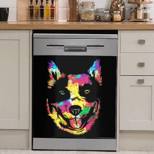 Retro Vibe Australian Cattle Dog For Dog Breeder Dish Washer Covers