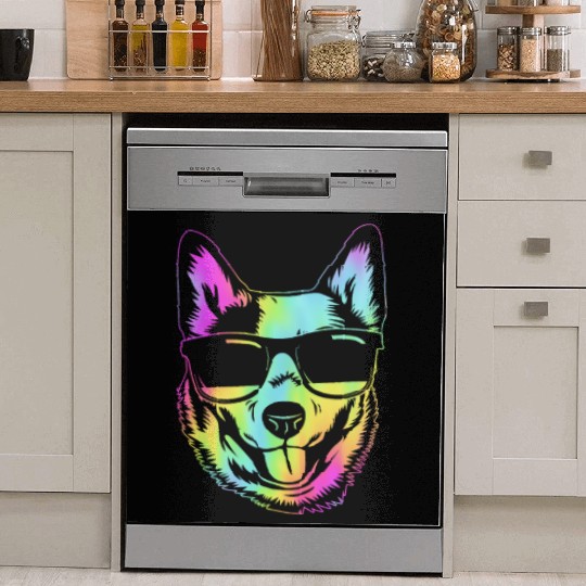 Retro Australian Cattle Dog With Sunglasses Dish Washer Covers