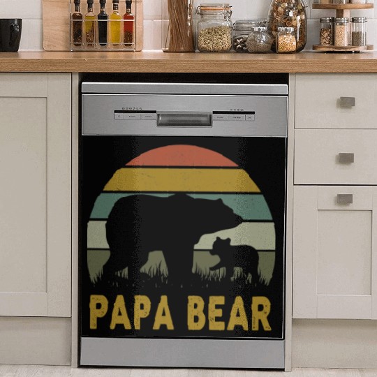 Papa Bear 1 Cub 1 Kids Father's Day Bear Dad Dish Washer Covers