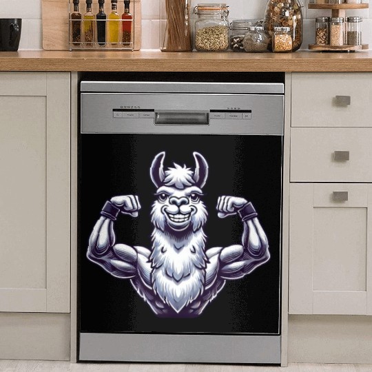 Strong llama alpaca workout fitness bodybuilder Dish Washer Covers