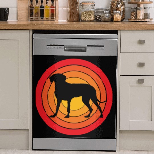 Retro Sunset Weimaraner Dog Silhouette Dish Washer Covers