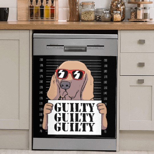 Dog With Sunglasses Mugshot Funny Weimaraner Dish Washer Covers
