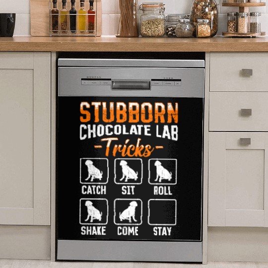 Labrador STUBBORN CHOCOLATE LAB TRICKS Dish Washer Covers