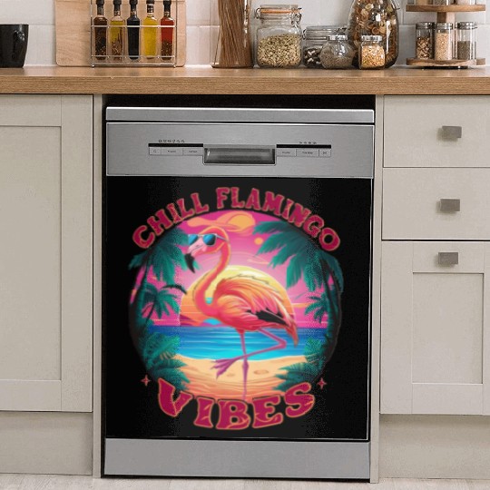 Relaxed and Cool "Chill Flamingo Vibes" Dish Washer Covers