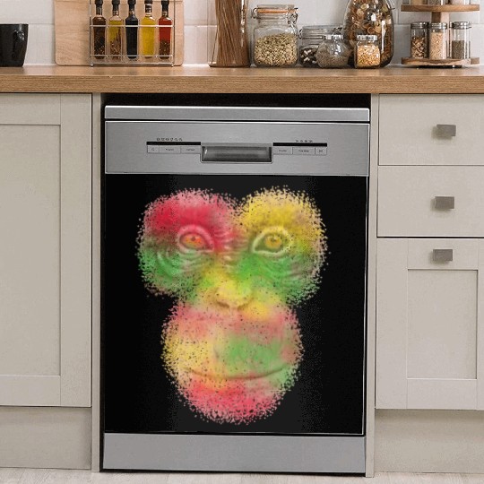 Colorful Retro Monkey Face Dish Washer Covers - Funny Monkey