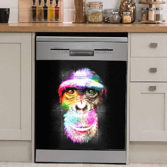 Colorful Retro Realistic Monkey Face Funny Graphic Dish Washer Covers