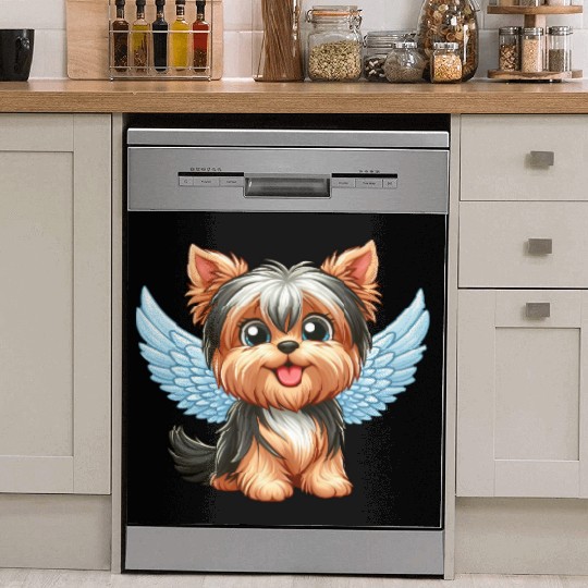 Cute Yorkshire Terrier with angel wings Dish Washer Covers