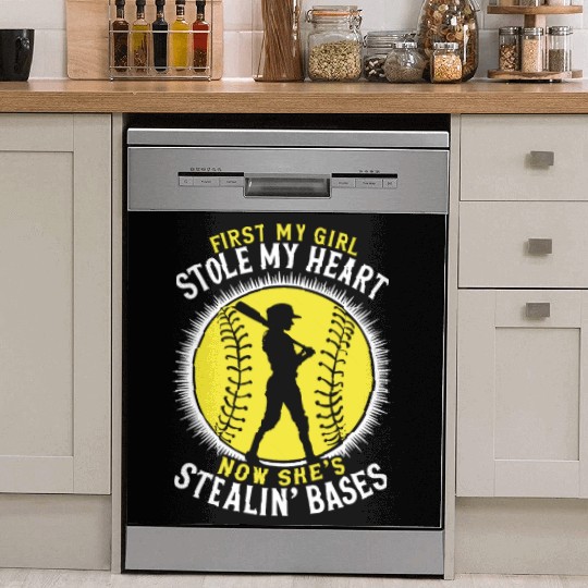 Stole Heart Softball Dad Funny Daddy Father's Day Dish Washer Covers