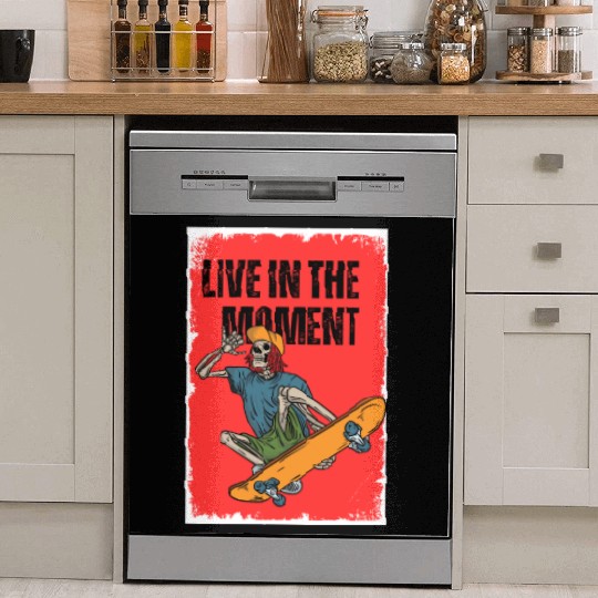 Funny playful Skateboarder: Live in the Moment Dish Washer Covers