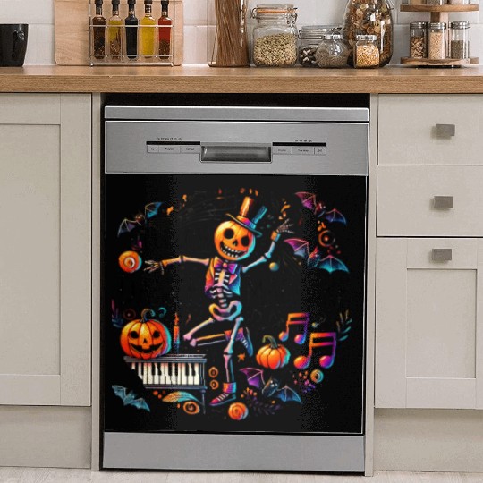 Halloween Skeleton Dance Macabre Scary Pumpkin Dish Washer Covers