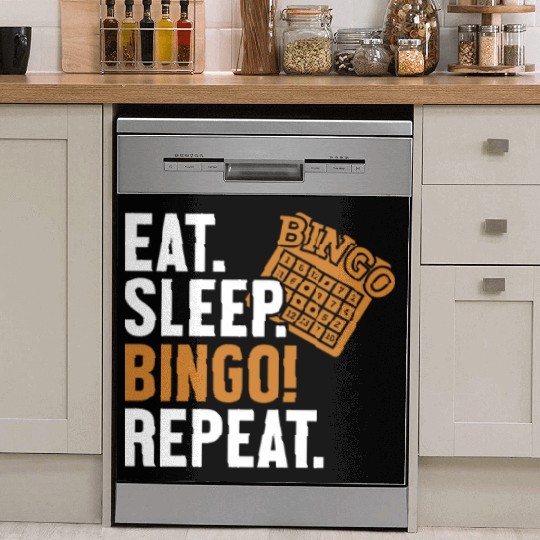 Eat Sleep Bingo Repeat Caller Daubers Dish Washer Covers