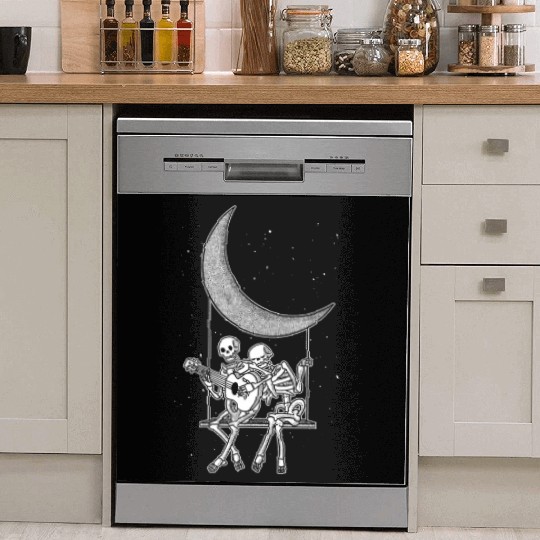 Skeletons Couple Guitar Moon Dish Washer Covers