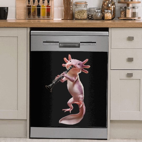 Axolotl Playing Clarinet Realistic Dish Washer Covers
