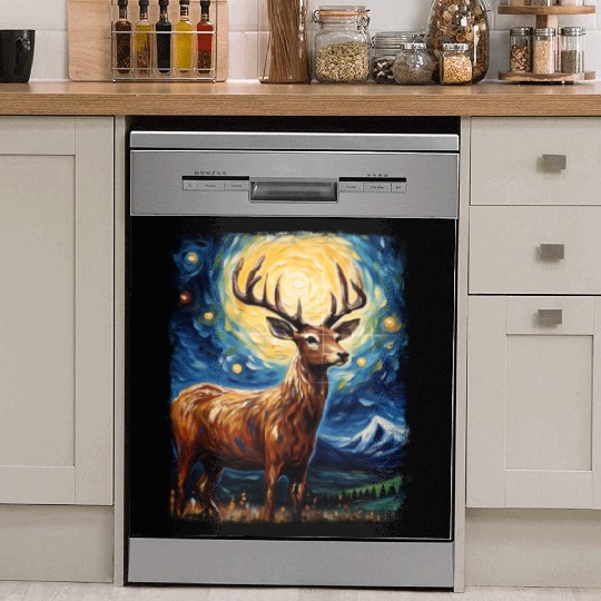Deer Hunter Deer Hunting Starry Night Painting Dish Washer Covers