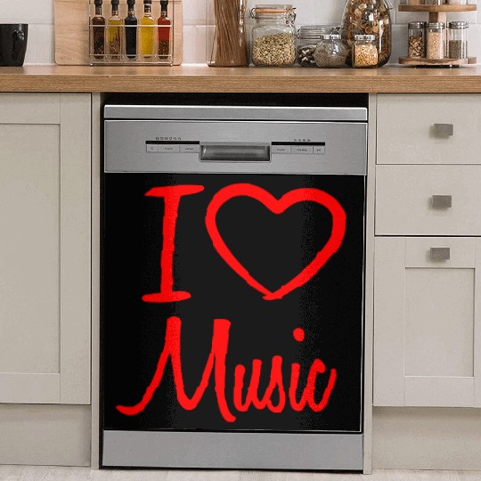 I Love Music Letters Heart Quote Dance Party Logo Dish Washer Covers