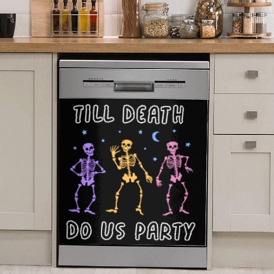 Til Death Do Us Party Halloween Dancing Skeleton Dish Washer Covers