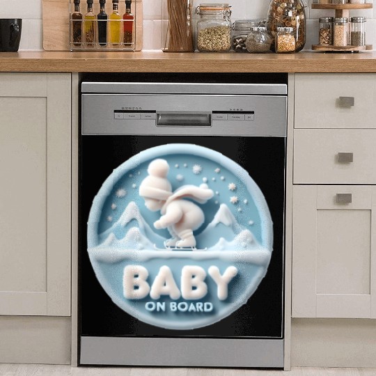 Baby on Board Skateboard Announcement Dish Washer Covers