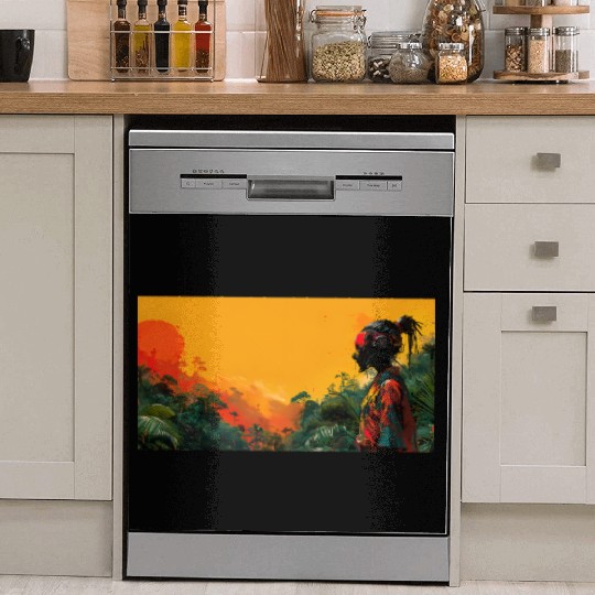 Digital Warrior: Tropical Twilight Dish Washer Covers