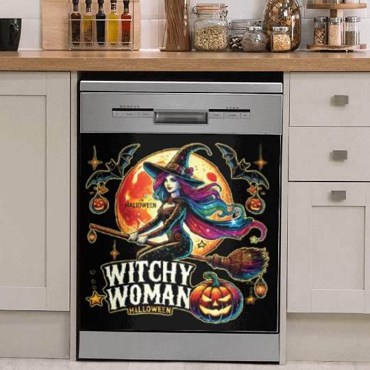 Couple Halloween Husband Witchy Woman Halloween Dish Washer Covers
