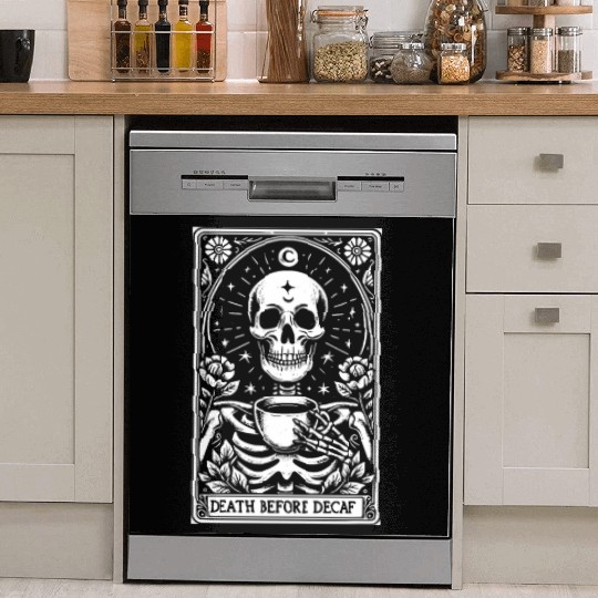 Death Before Decaf Tarot Card Dish Washer Covers